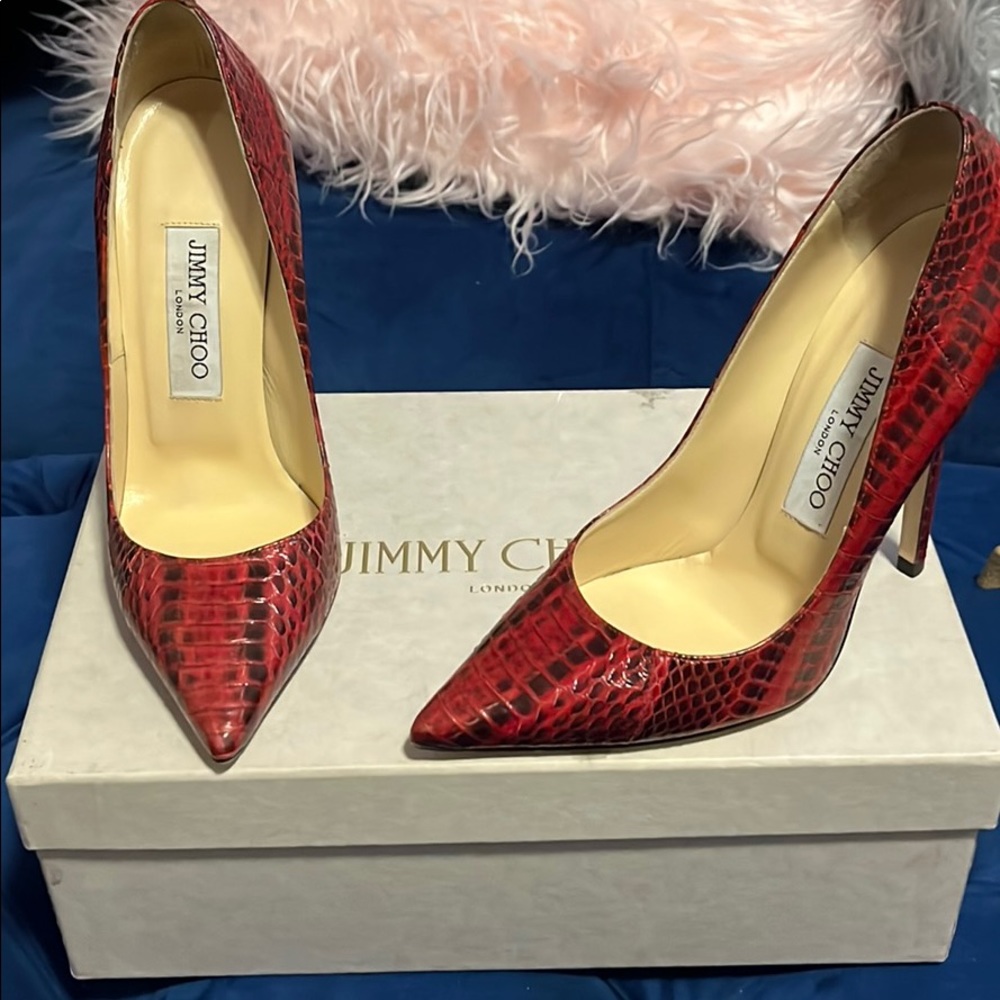 Jimmy Choo red reptile